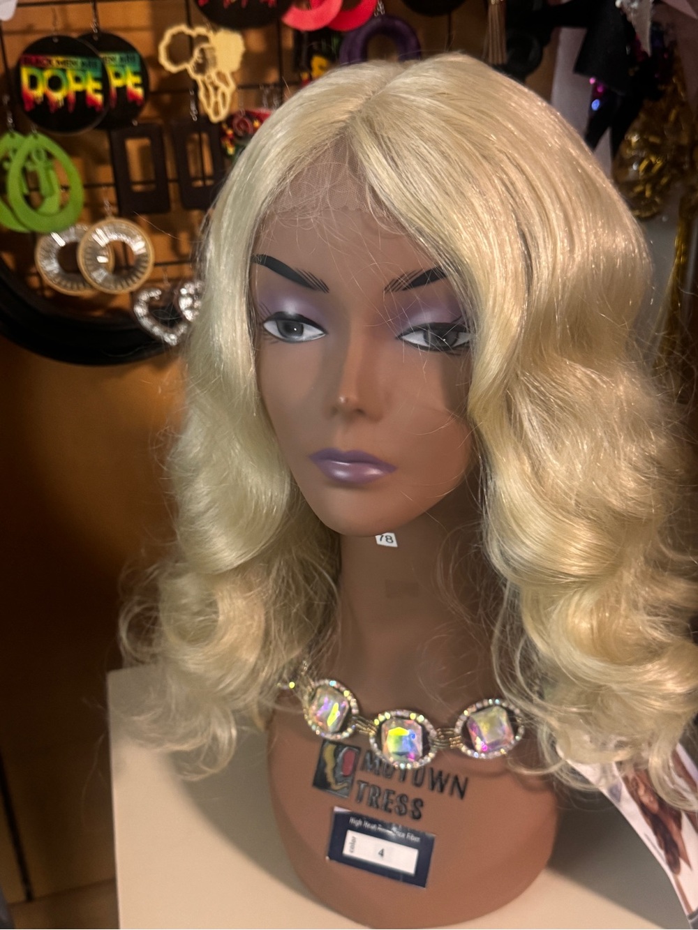 Mid-Length Blonde Women's Fashion Wig by Unknown Brand